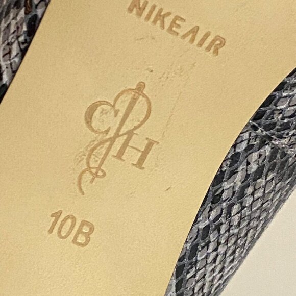 Cole Haan Nike Air Snakeskin Peep-Toe Heels in Gray Black Size 10B - Picture 7 of 7